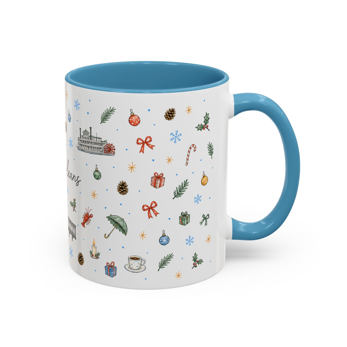 New Orleans Christmas Mug | Watercolor City Souvenir, Travel Gift (11oz/15oz)