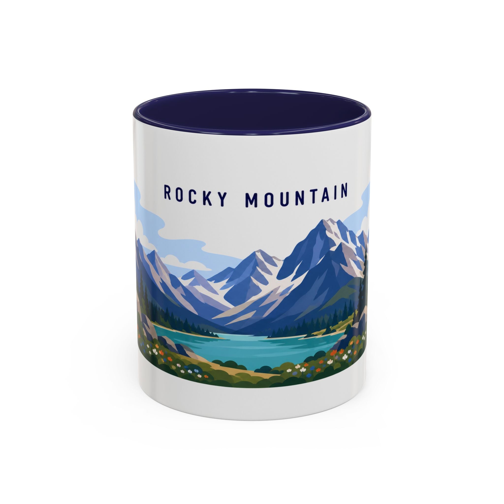 Rocky Mountain National Park Coffee Mug | Solid Color Block Park Souvenir | 11oz 15oz Accent Mug