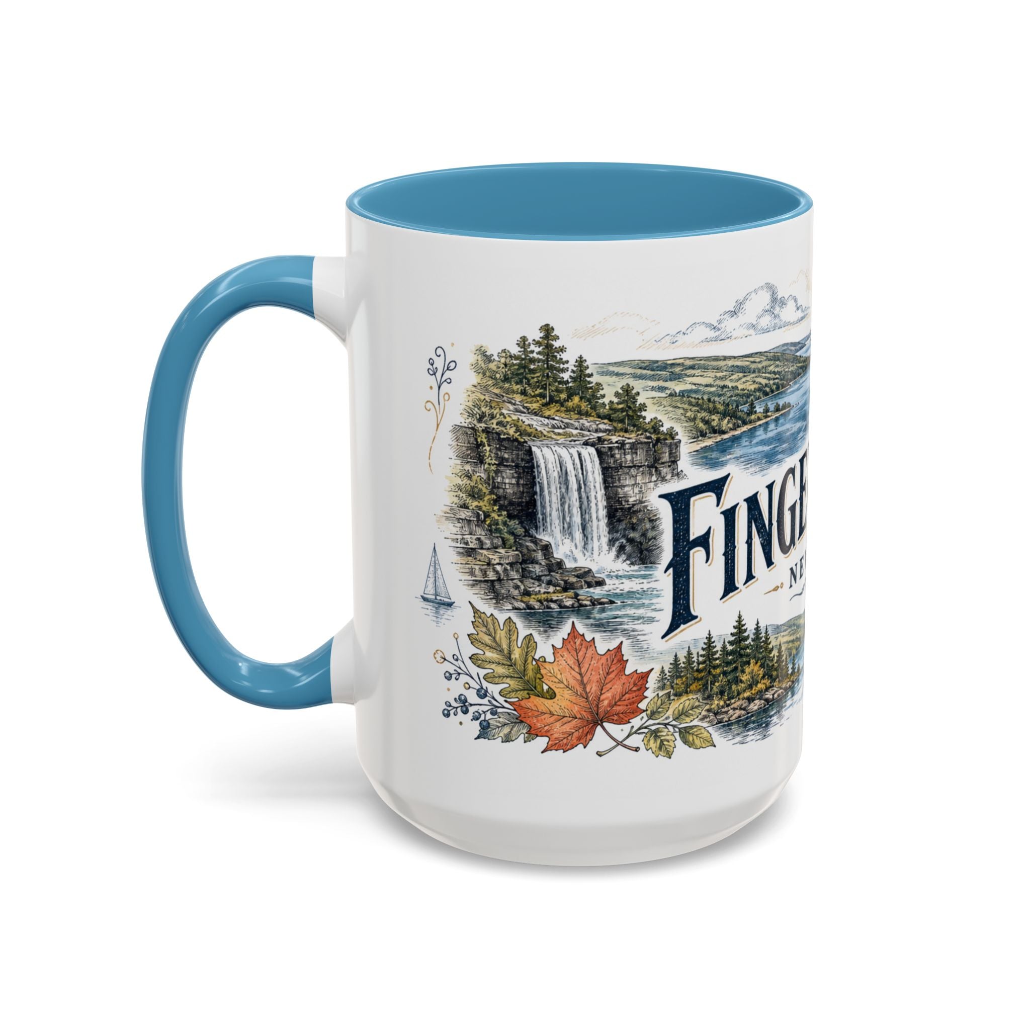 Finger Lakes Mug, New York Travel Souvenir, Bucket List Gift, Accent Ceramic Coffee Mug 11oz 15oz