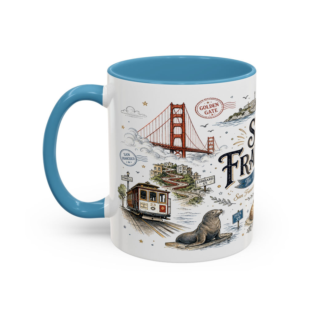San Francisco Coffee Mug | California Souvenir Travel Gift | Accent Color Ceramic 11oz 15oz