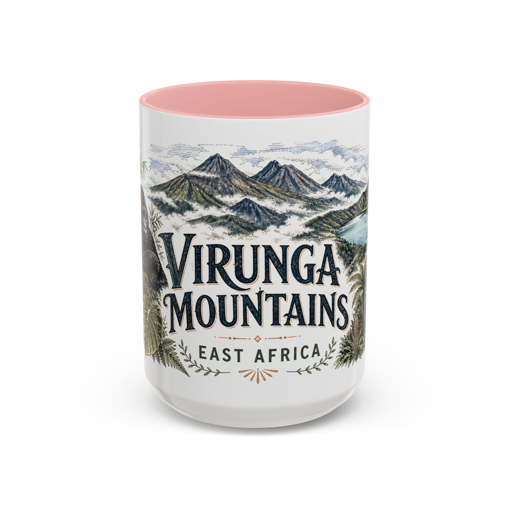 Virunga Mountains Mug, East Africa Travel Souvenir, Bucket List Gift, Accent Ceramic Coffee Mug 11oz 15oz