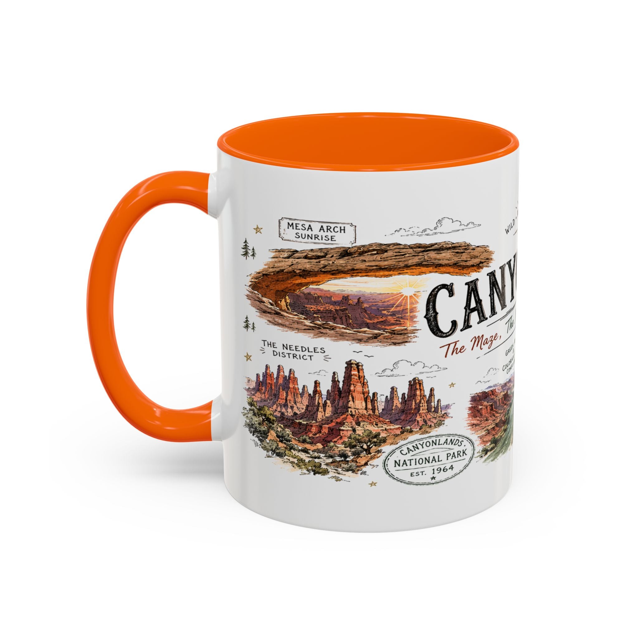Canyonlands National Park Coffee Mug | Utah Red Rock Desert River Gift | Accent Color Ceramic 11oz 15oz