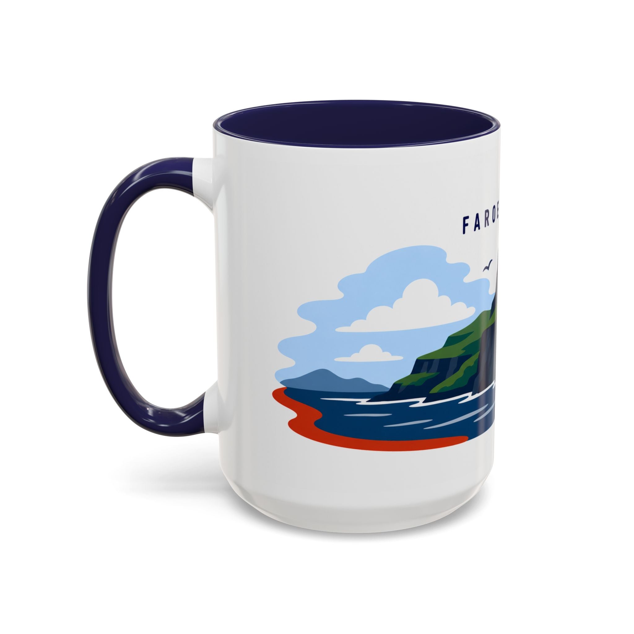 Faroe Islands Coffee Mug | Travel Destination Souvenir Gift | Accent Color Ceramic 11oz 15oz