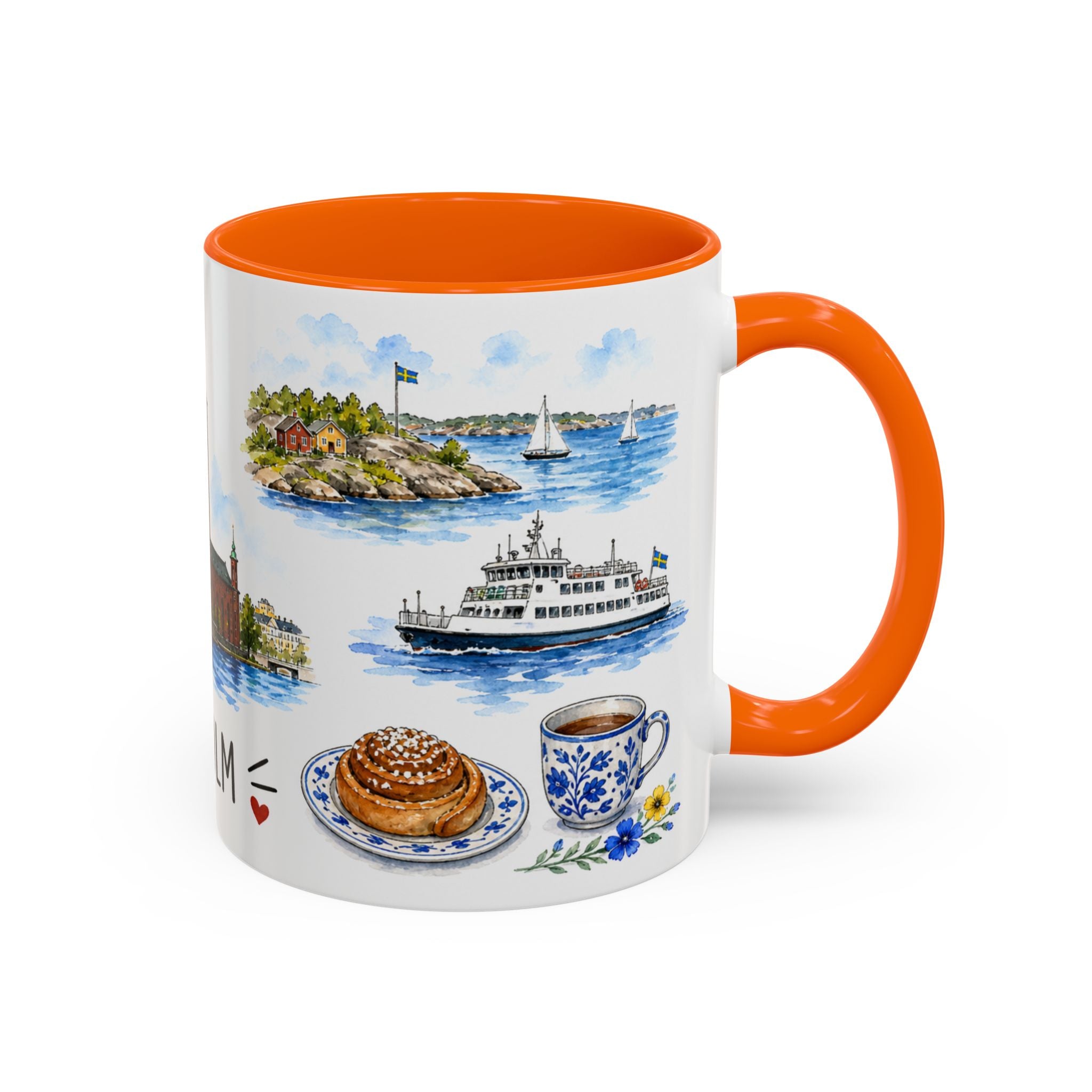 Stockholm Illustrated Travel Mug | City Souvenir Accent Coffee Mug | 11oz 15oz Ceramic Cup