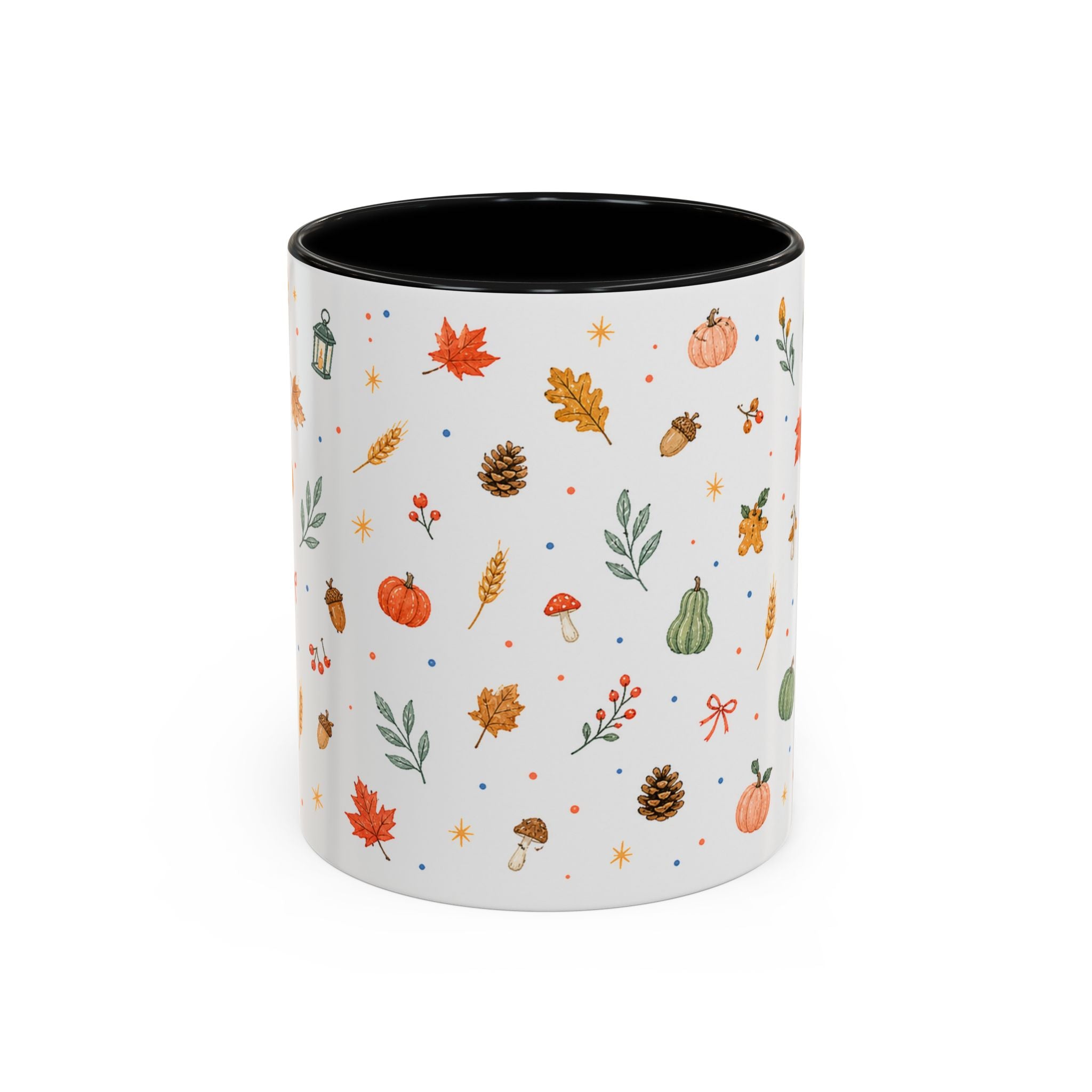 Thanksgiving Mug | Watercolor Autumn Harvest Gift | Pumpkin Leaf Accent Coffee Cup 11oz 15oz