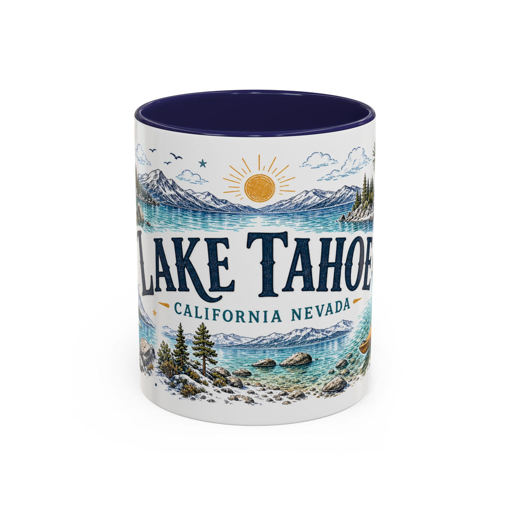 Lake Tahoe Mug, California Nevada Travel Souvenir, Bucket List Gift, Accent Ceramic Coffee Mug 11oz 15oz