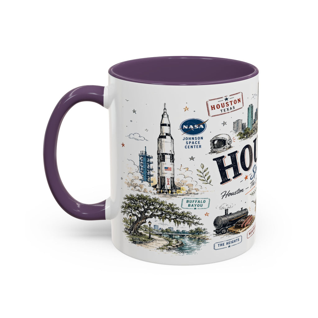 Houston Coffee Mug | Texas Souvenir City Gift | Accent Color Ceramic 11oz 15oz