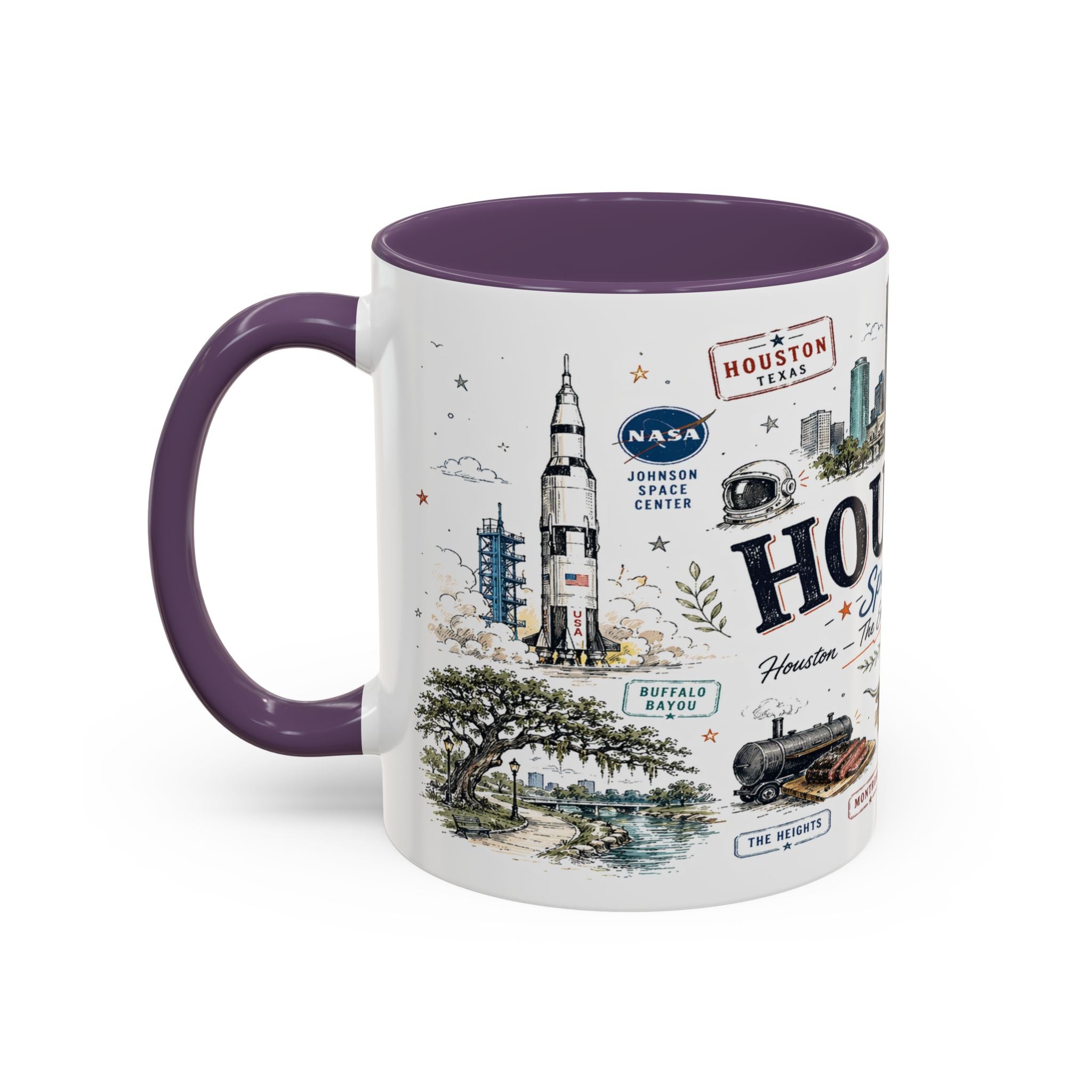 Houston Coffee Mug | Texas Souvenir City Gift | Accent Color Ceramic 11oz 15oz