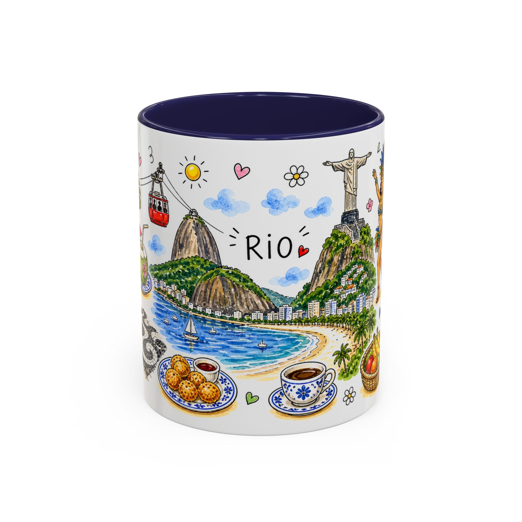 Rio de Janeiro Illustrated Travel Mug | City Souvenir Accent Coffee Mug | 11oz 15oz Ceramic Cup