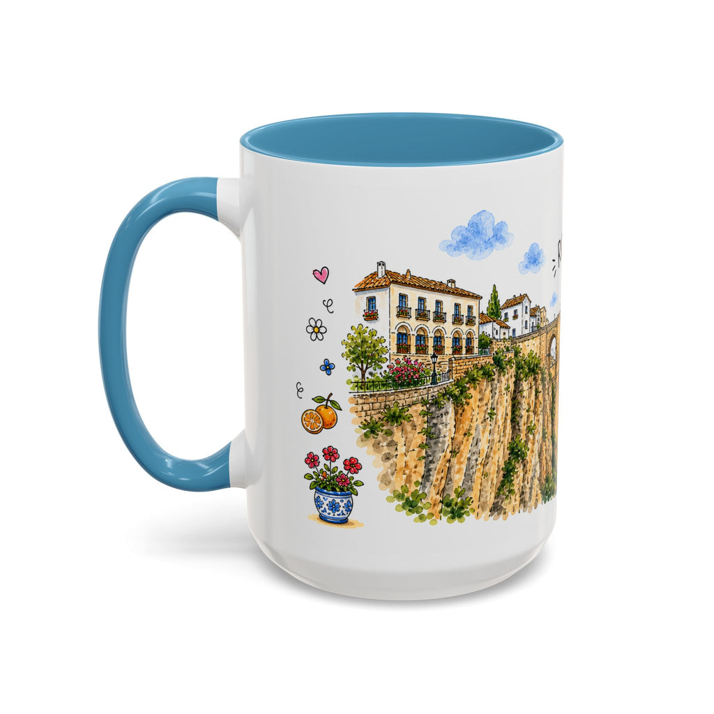 Ronda Illustrated Travel Mug | Spain Souvenir Accent Coffee Mug | 11oz 15oz Ceramic Cup