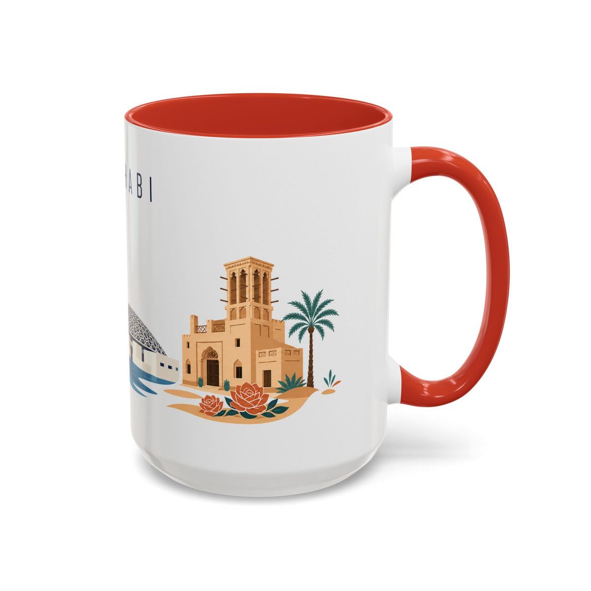 Abu Dhabi Coffee Mug | United Arab Emirates Travel Souvenir | Porcelain Decal City Gift | 11oz 15oz Accent Mug
