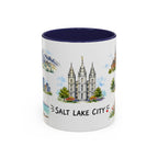 Salt Lake City Illustrated Travel Mug | City Souvenir Accent Coffee Mug | 11oz 15oz Ceramic Cup