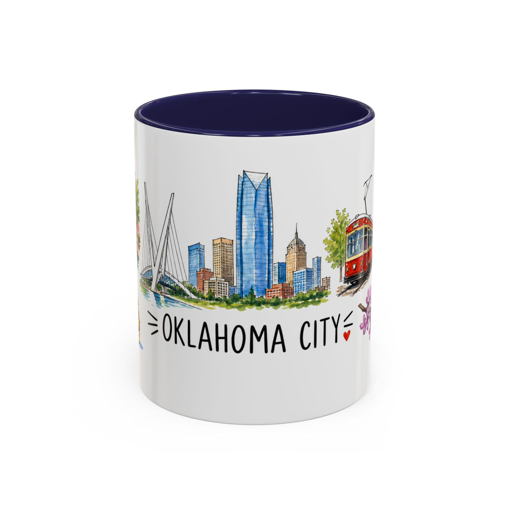 Oklahoma City Illustrated Travel Mug | City Souvenir Accent Coffee Mug | 11oz 15oz Ceramic Cup