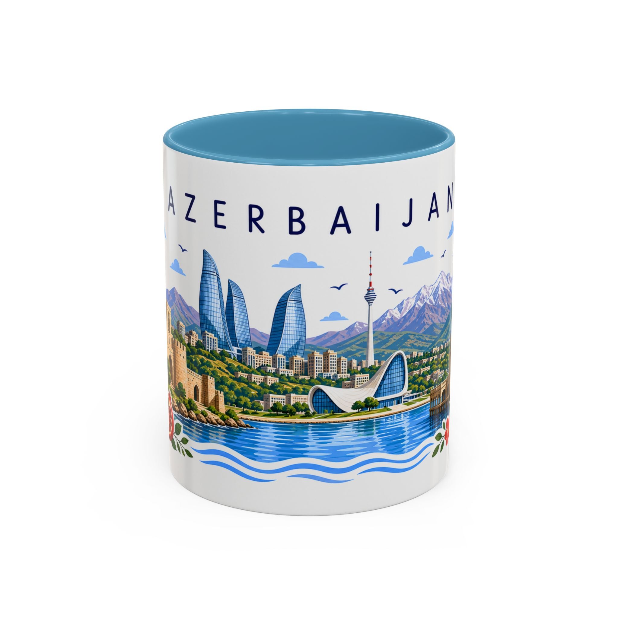 Azerbaijan Coffee Mug | Travel Souvenir Accent Mug | Place Gift Ceramic Cup 11oz 15oz