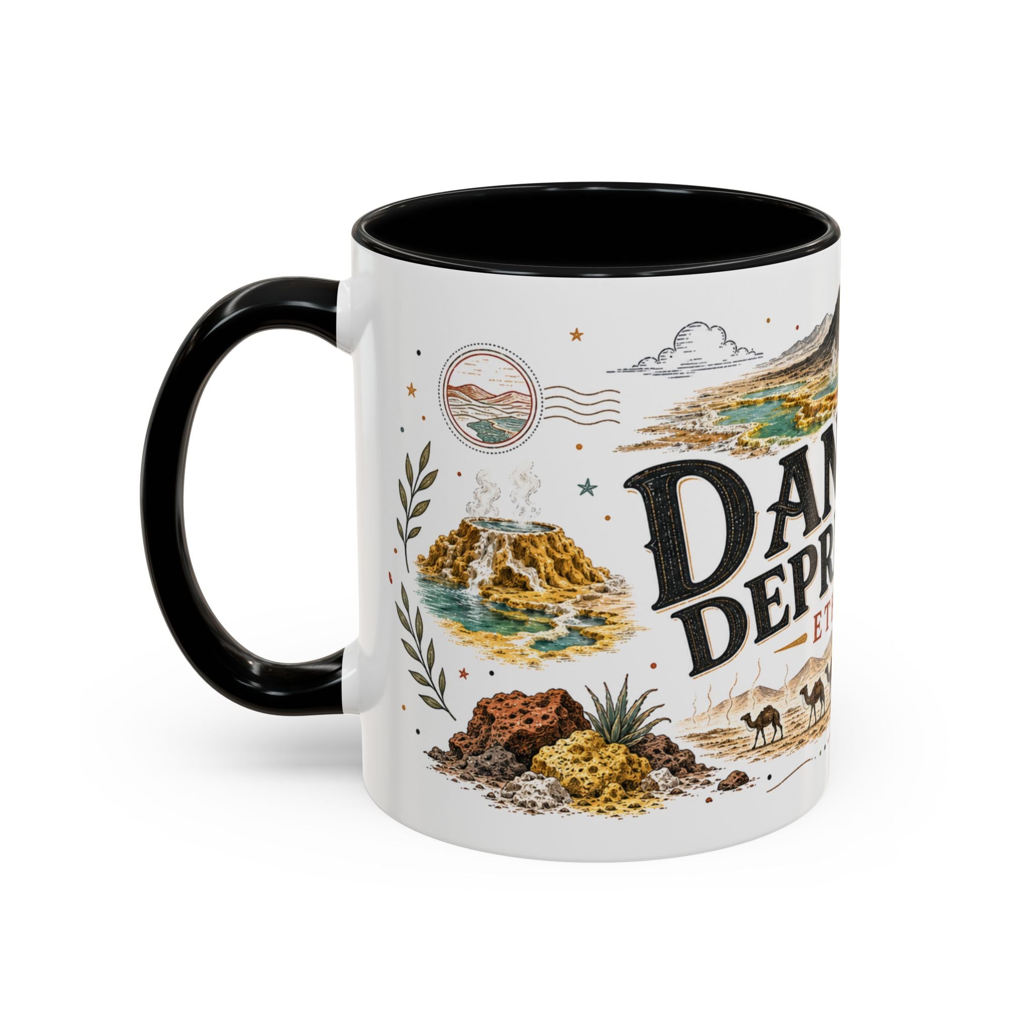 Danakil Depression Mug, Ethiopia Travel Souvenir, Bucket List Gift, Accent Ceramic Coffee Mug 11oz 15oz