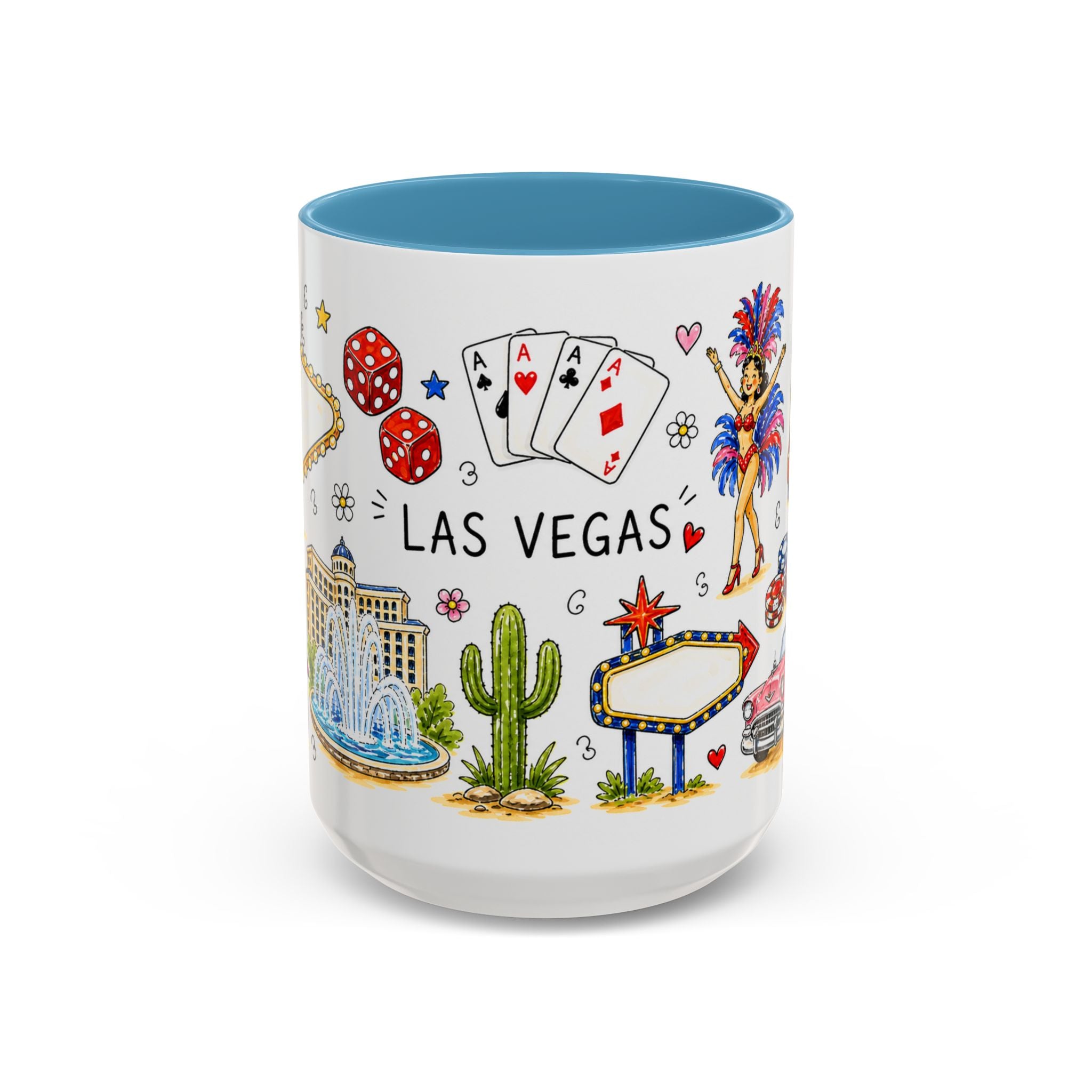 Las Vegas Illustrated Travel Mug | City Souvenir Accent Coffee Mug | 11oz 15oz Ceramic Cup
