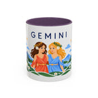 Gemini Zodiac Coffee Mug | Twins and Floral Design | Astrology Birthday Gift | 11 oz 15 oz Ceramic Accent Mug