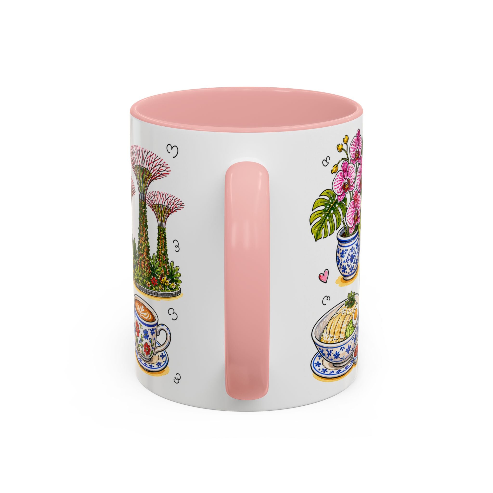 Singapore Illustrated Travel Mug | City Souvenir Accent Coffee Mug | 11oz 15oz Ceramic Cup