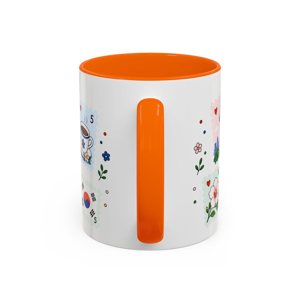 Seoul Coffee Mug | Postage Stamp Collage Mug | Travel Souvenir Accent Cup 11oz 15oz