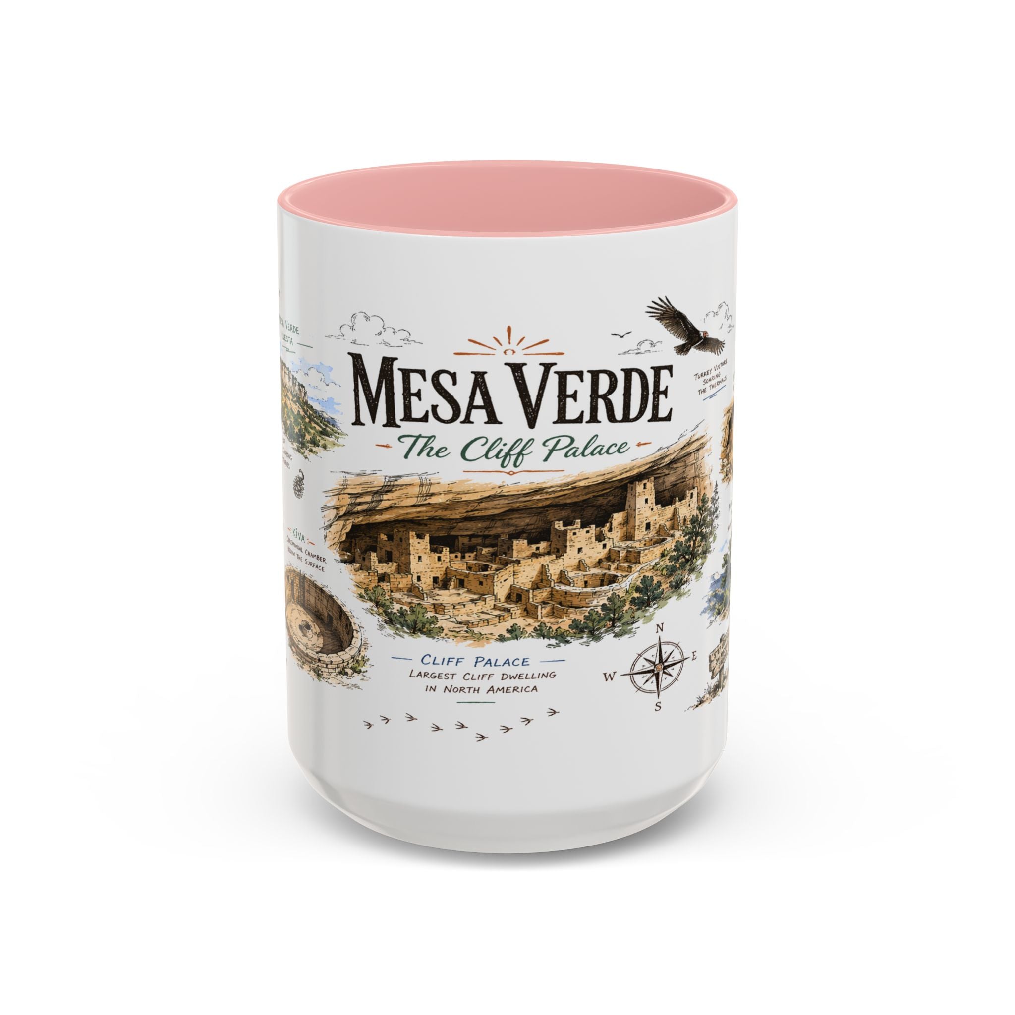 Mesa Verde National Park Coffee Mug | Colorado Ancient Cliff Dwellings Gift | Accent Color Ceramic 11oz 15oz