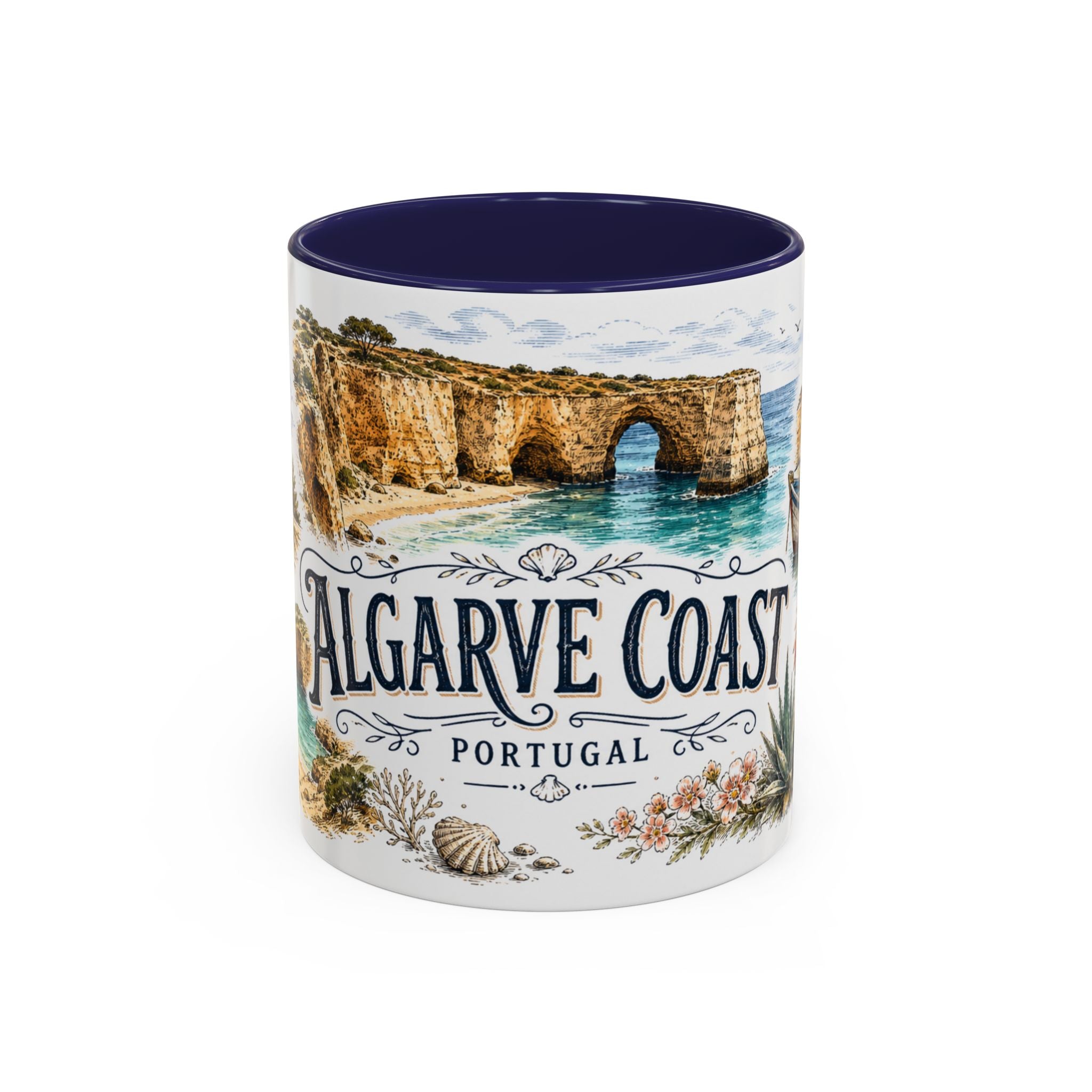 Algarve Coast Mug, Portugal Travel Souvenir, Bucket List Gift, Accent Ceramic Coffee Mug 11oz 15oz