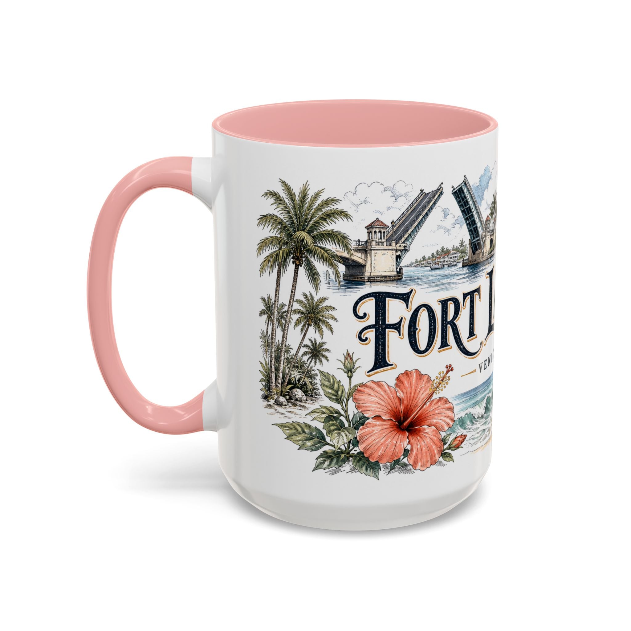 Fort Lauderdale Coffee Mug | United States Travel Souvenir | Vintage Illustrated City Gift | 11 oz 15 oz Accent Mug