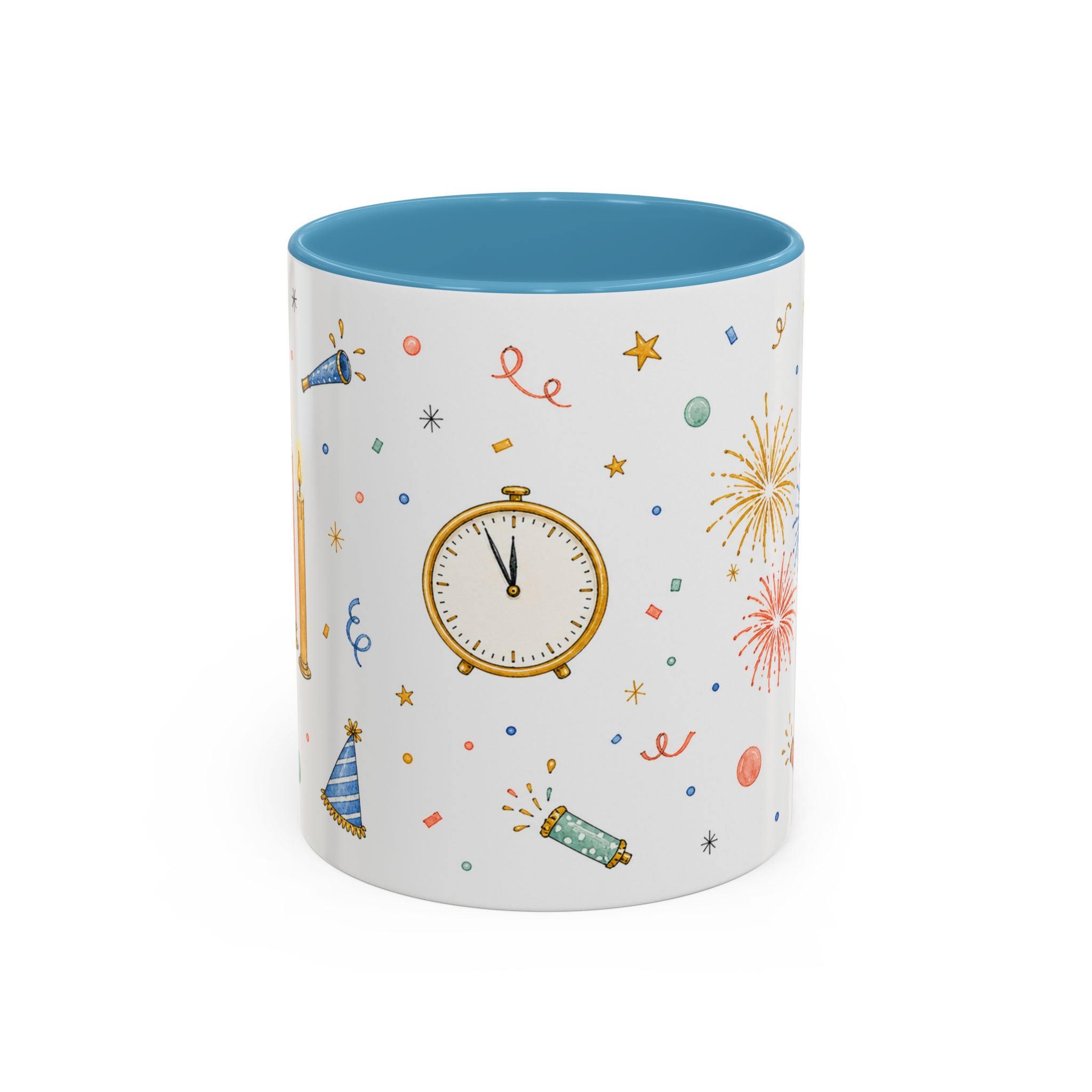 New Year Midnight Mug | Candle Firework Watercolor Party Gift | Accent Cup 11oz 15oz