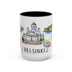 Helsinki Illustrated Travel Mug | City Souvenir Accent Coffee Mug | 11oz 15oz Ceramic Cup
