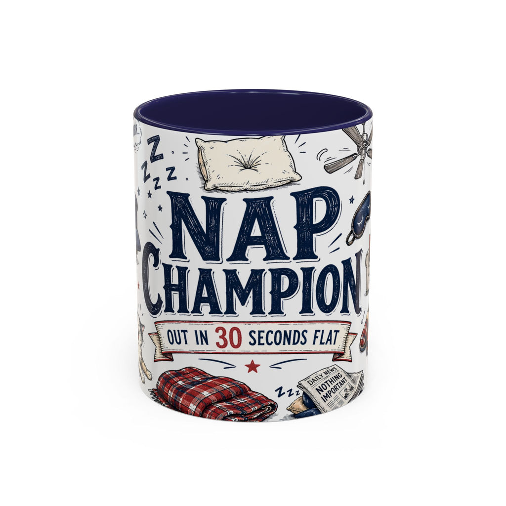 Nap Champion Coffee Mug | Father's Day Gift for Dad | Accent Color Ceramic 11oz 15oz