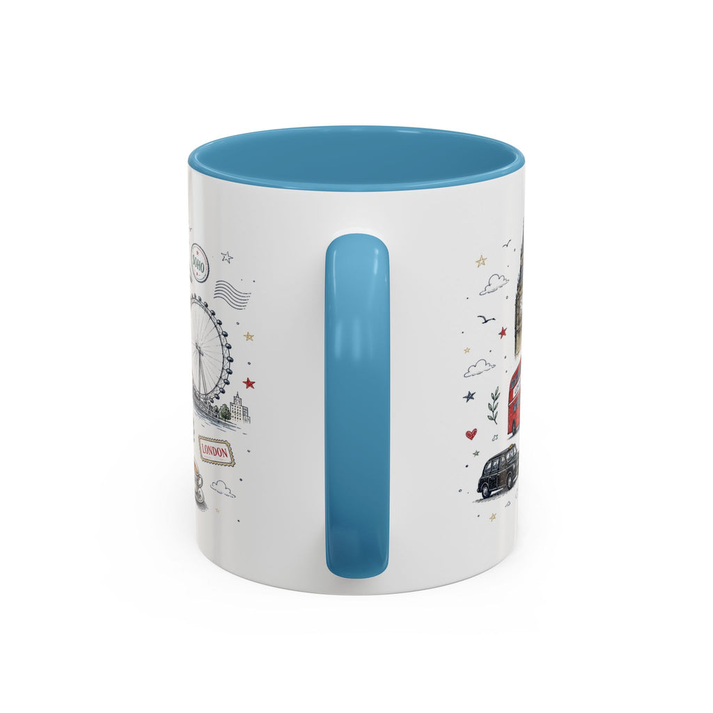 London Coffee Mug | England Souvenir Travel Gift | Accent Color Ceramic 11oz 15oz