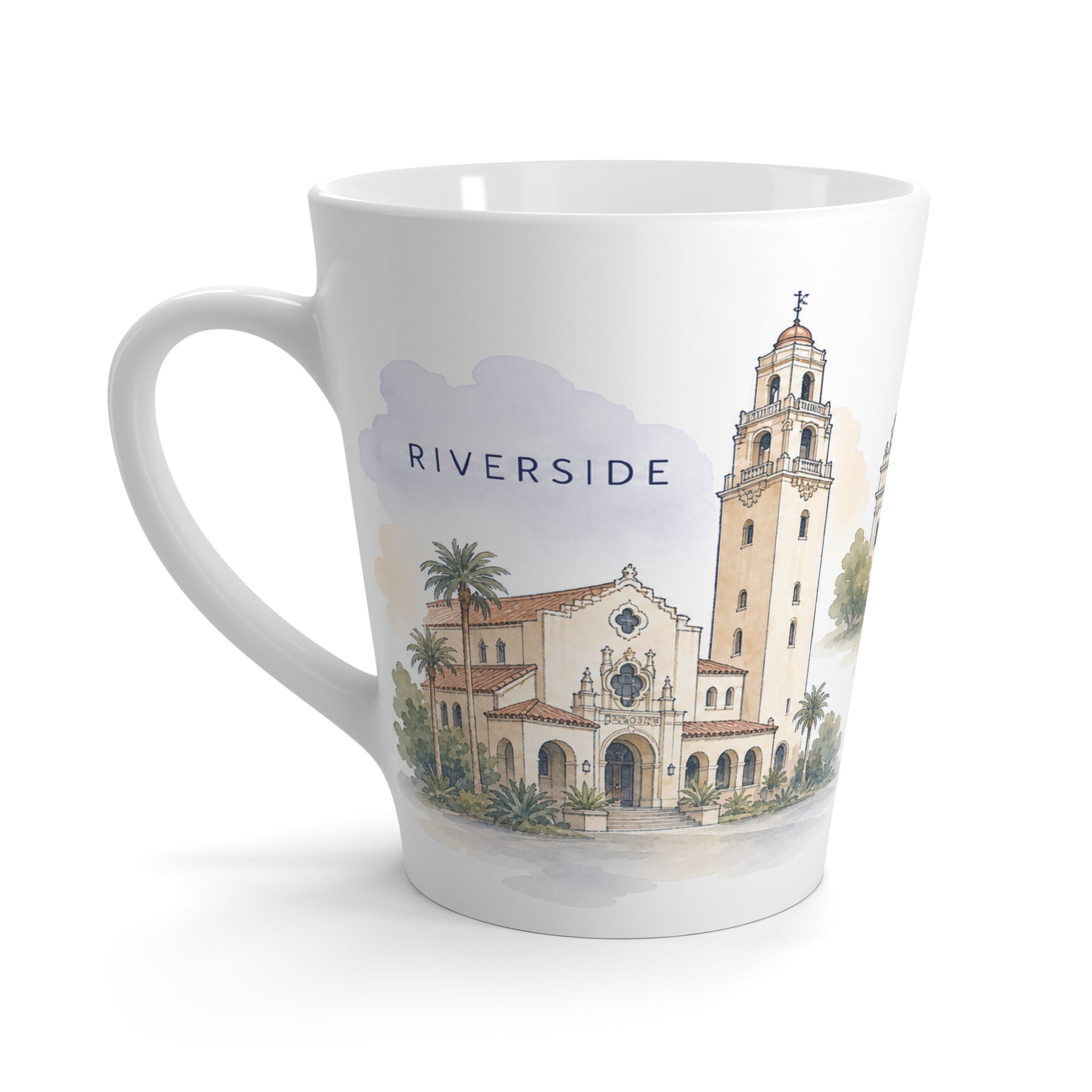 Riverside Latte Mug | Watercolor City Travel Mug | 12 oz Ceramic Souvenir Gift
