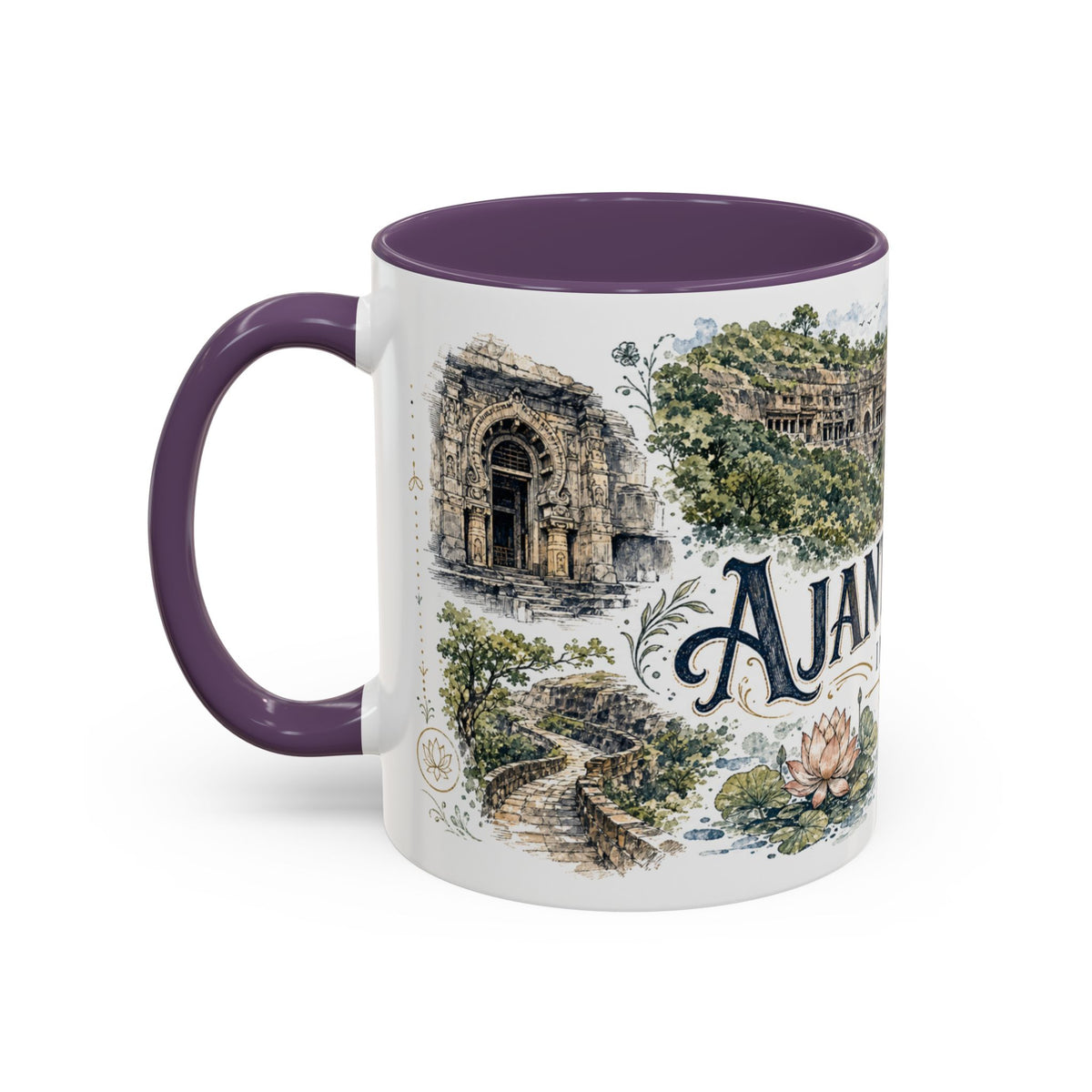 Ajanta Caves Mug, India Travel Souvenir, Bucket List Gift, Accent Ceramic Coffee Mug 11oz 15oz