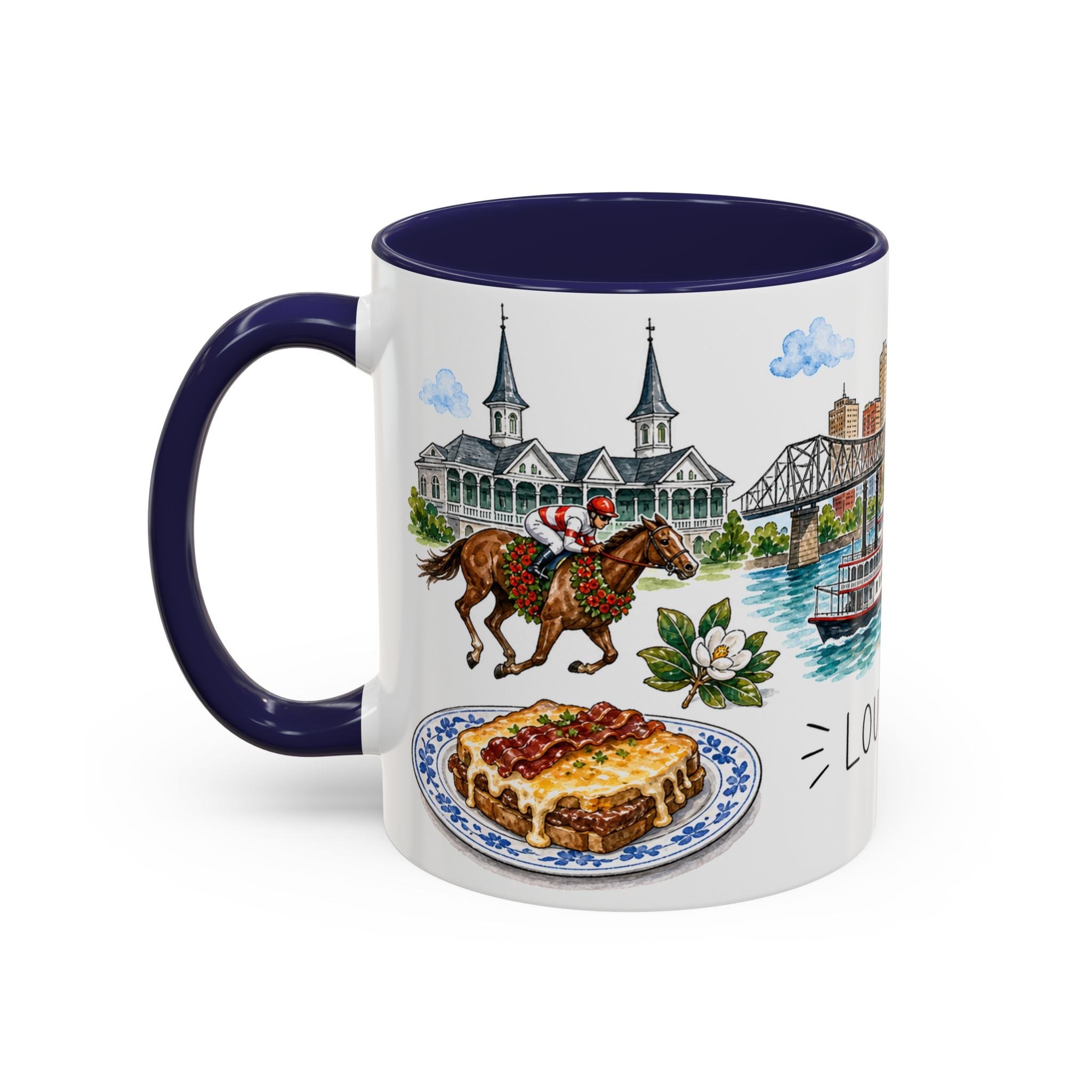 Louisville Illustrated Travel Mug | City Souvenir Accent Coffee Mug | 11oz 15oz Ceramic Cup