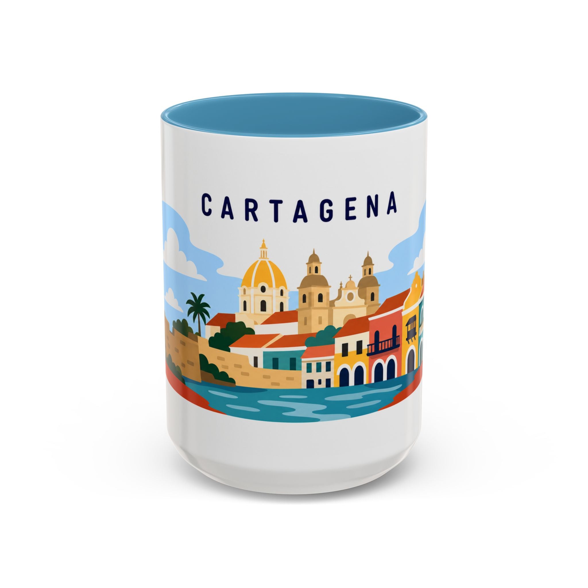 Cartagena Coffee Mug | Travel Destination Souvenir Gift | Accent Color Ceramic 11oz 15oz