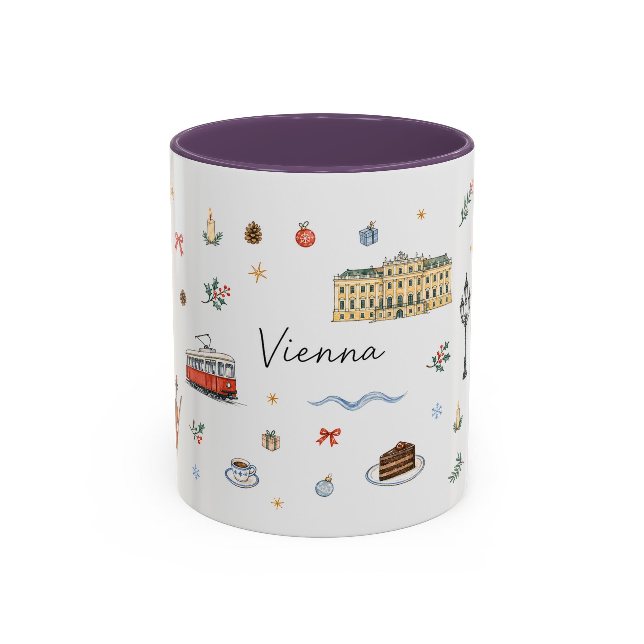 Vienna Christmas Mug | Watercolor Travel Souvenir | Holiday Gift | Accent Ceramic Coffee Cup 11oz 15oz