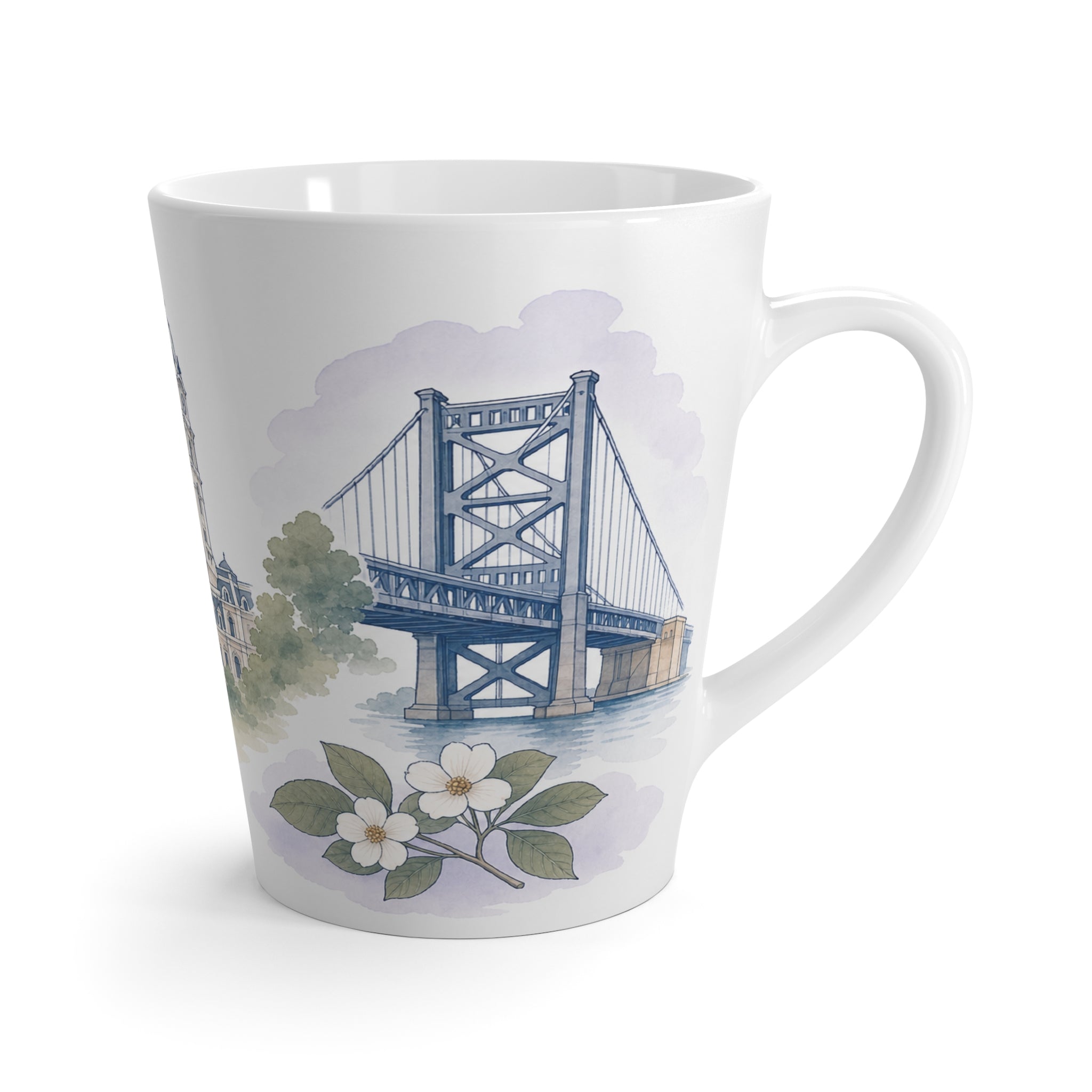 Philadelphia Latte Mug | Watercolor City Travel Mug | 12 oz Ceramic Souvenir Gift