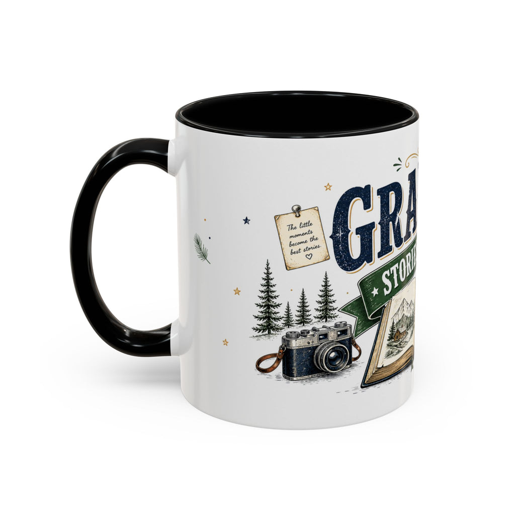 Grandpa's Stories Are The Best Coffee Mug | Gift From Grandkids | Accent Color Ceramic 11oz 15oz