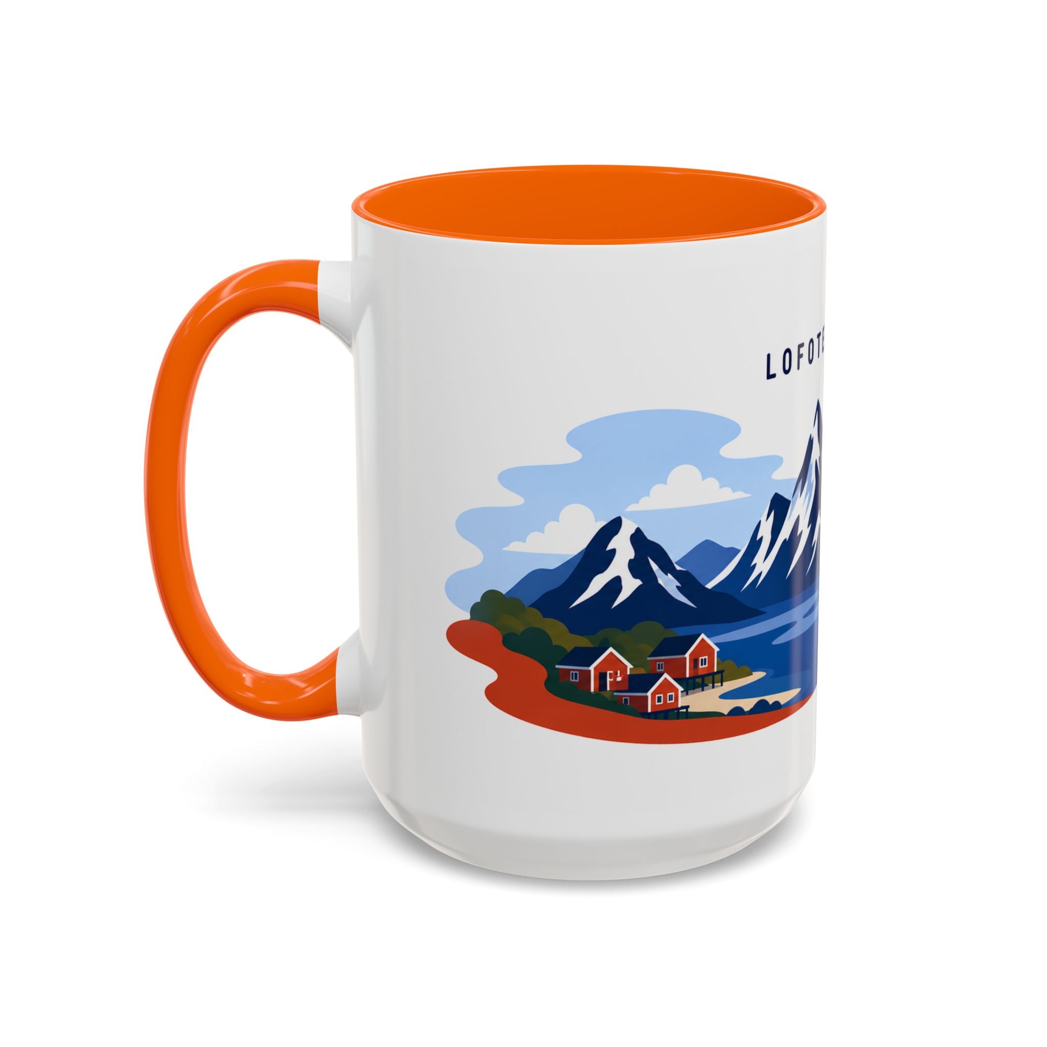 Lofoten Islands Coffee Mug | Travel Destination Souvenir Gift | Accent Color Ceramic 11oz 15oz