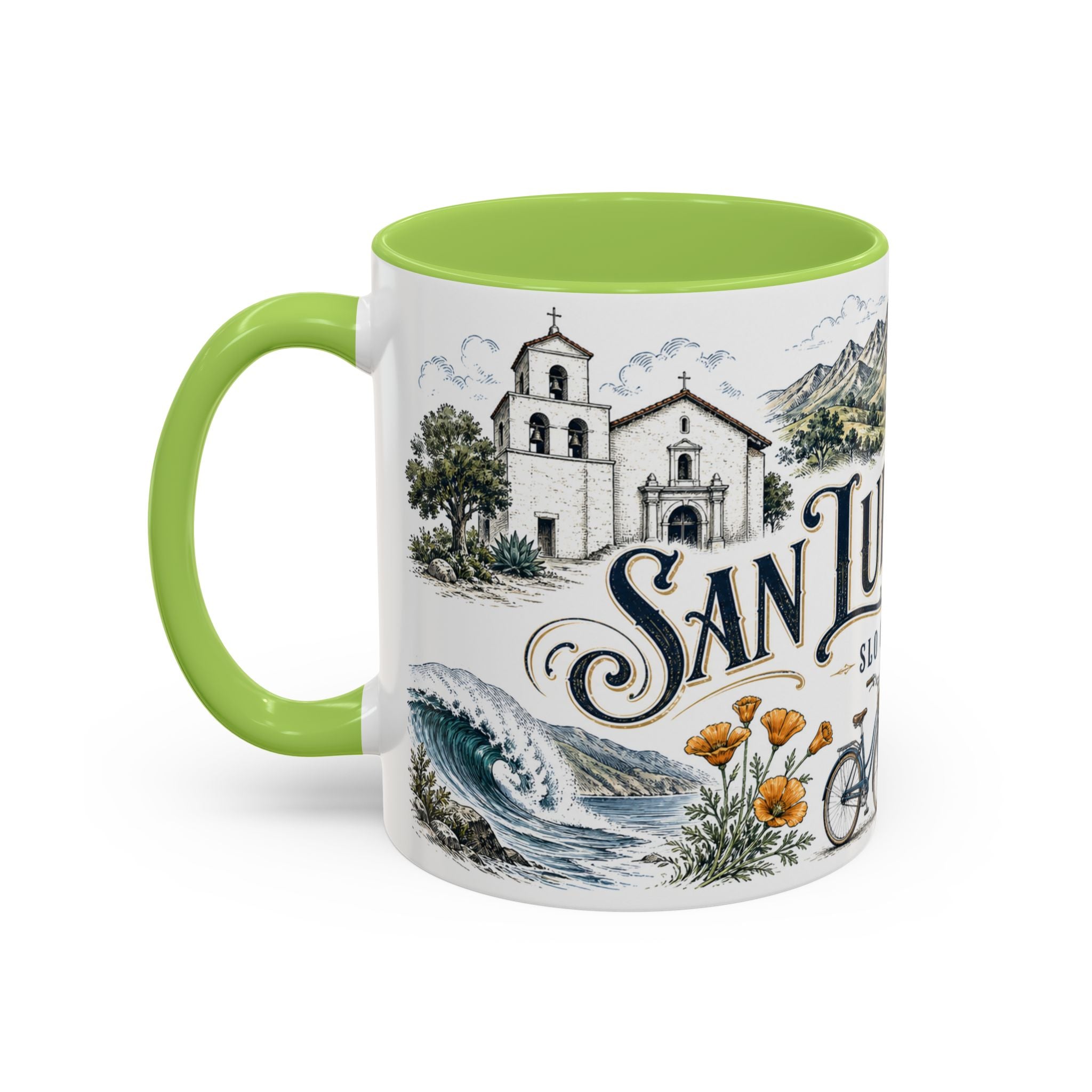 San Luis Obispo Coffee Mug | United States Travel Souvenir | Vintage Illustrated City Gift | 11 oz 15 oz Accent Mug