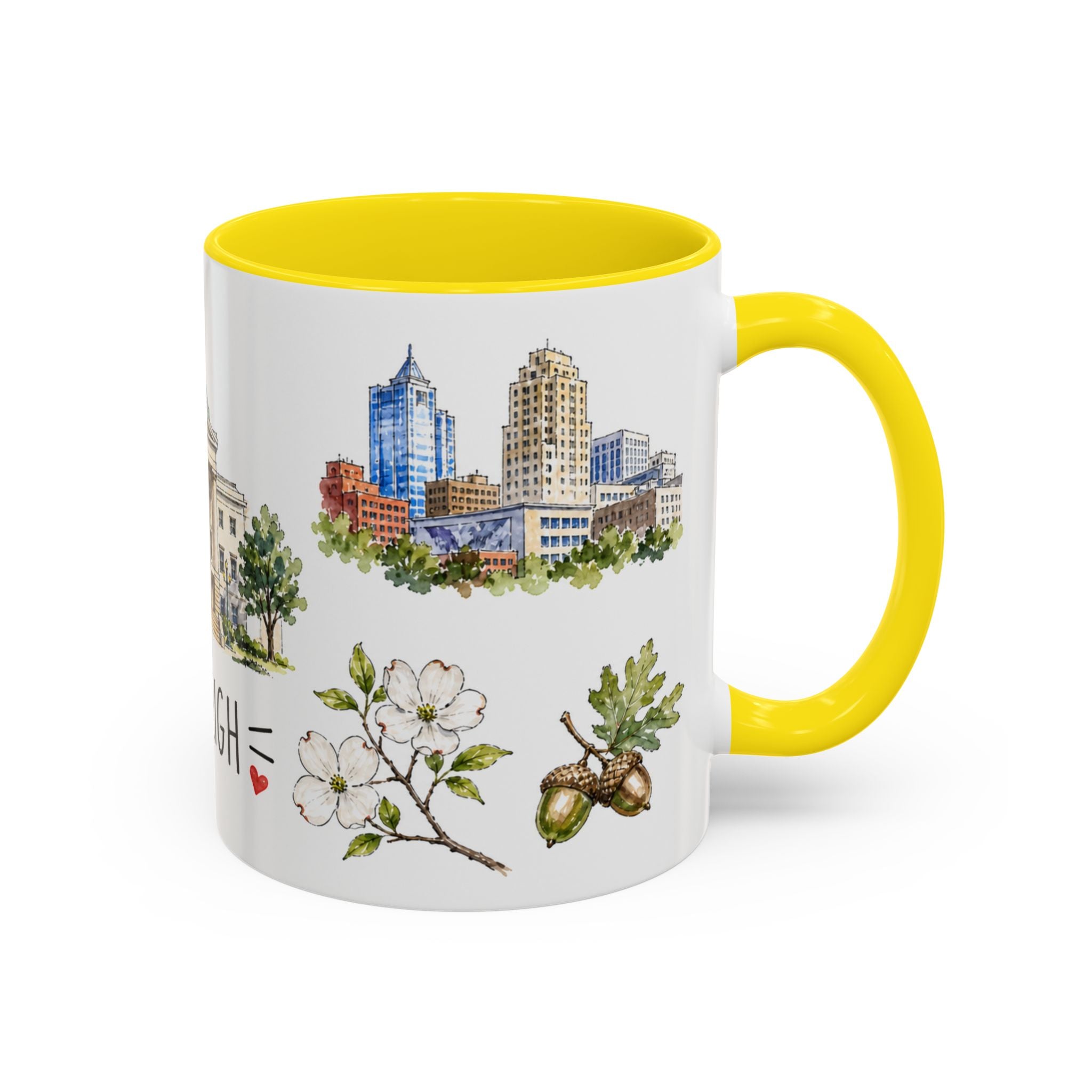 Raleigh Illustrated Travel Mug | City Souvenir Accent Coffee Mug | 11oz 15oz Ceramic Cup