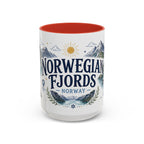 Norwegian Fjords Coffee Mug | Travel Destination Souvenir Gift | Accent Color Ceramic 11oz 15oz