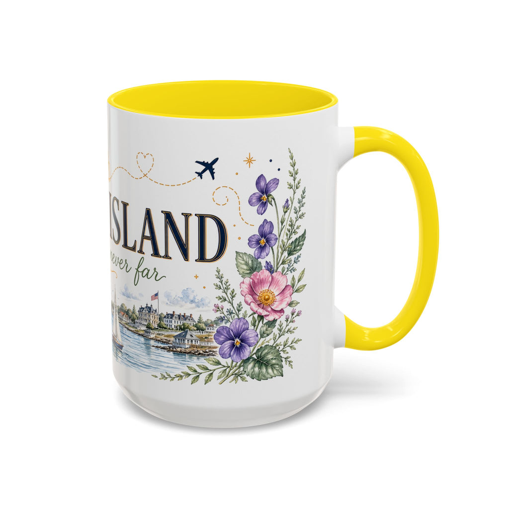 Rhode Island State Map Mug | Botanical Seaside Accent Cup (11oz or 15oz)
