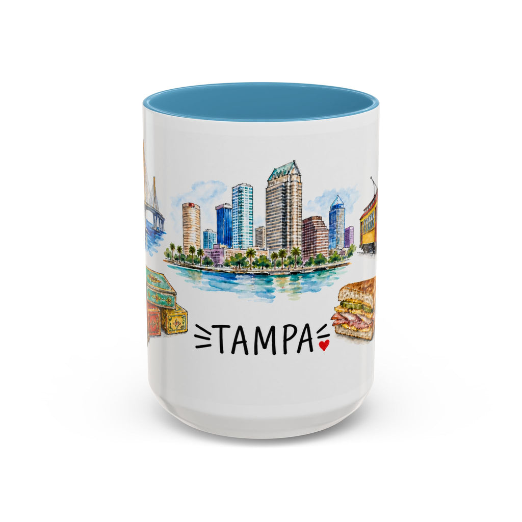 Tampa Illustrated Travel Mug | City Souvenir Accent Coffee Mug | 11oz 15oz Ceramic Cup