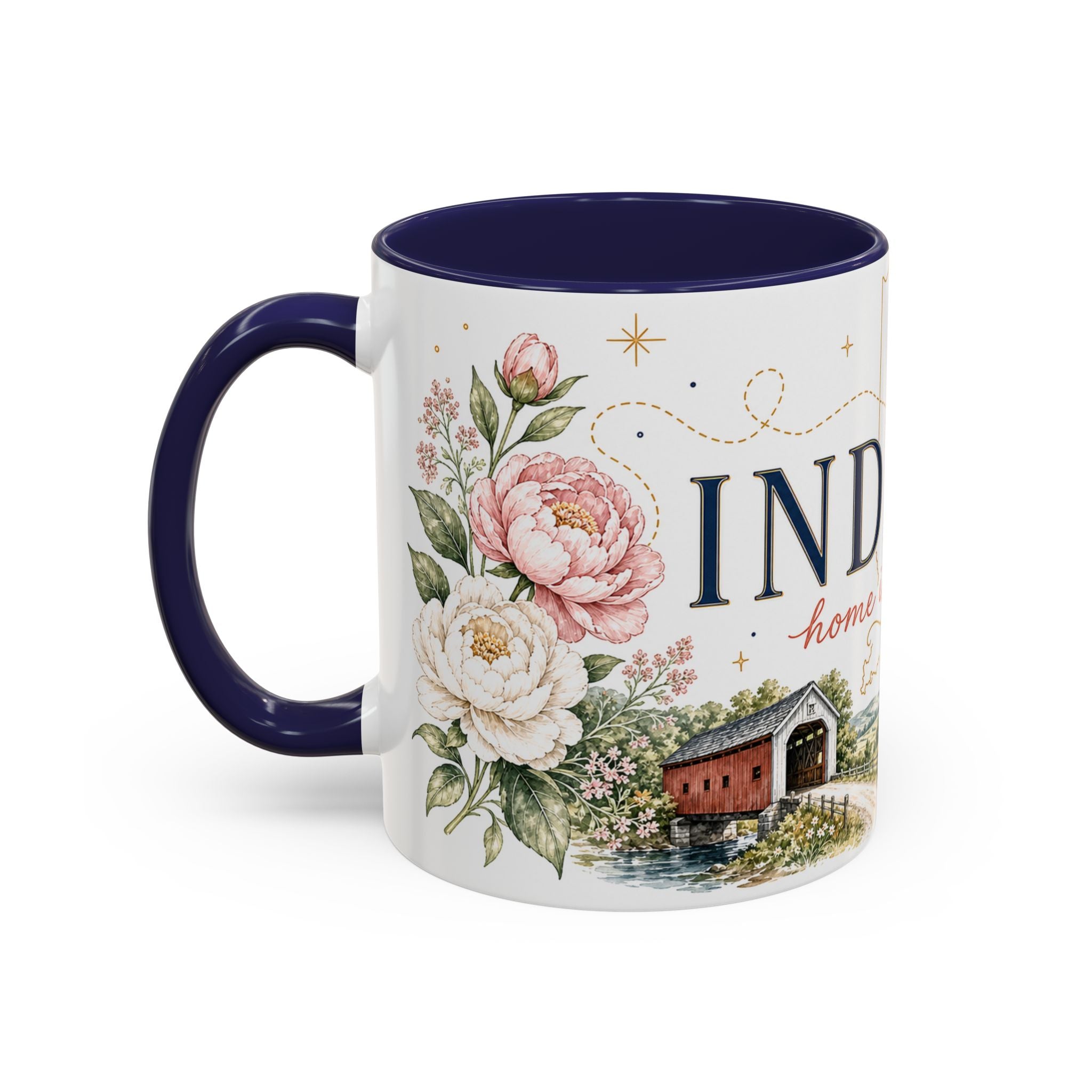 Indiana State Mug | Moving Away, Long Distance Friendship Gift | Botanical Map Accent Cup