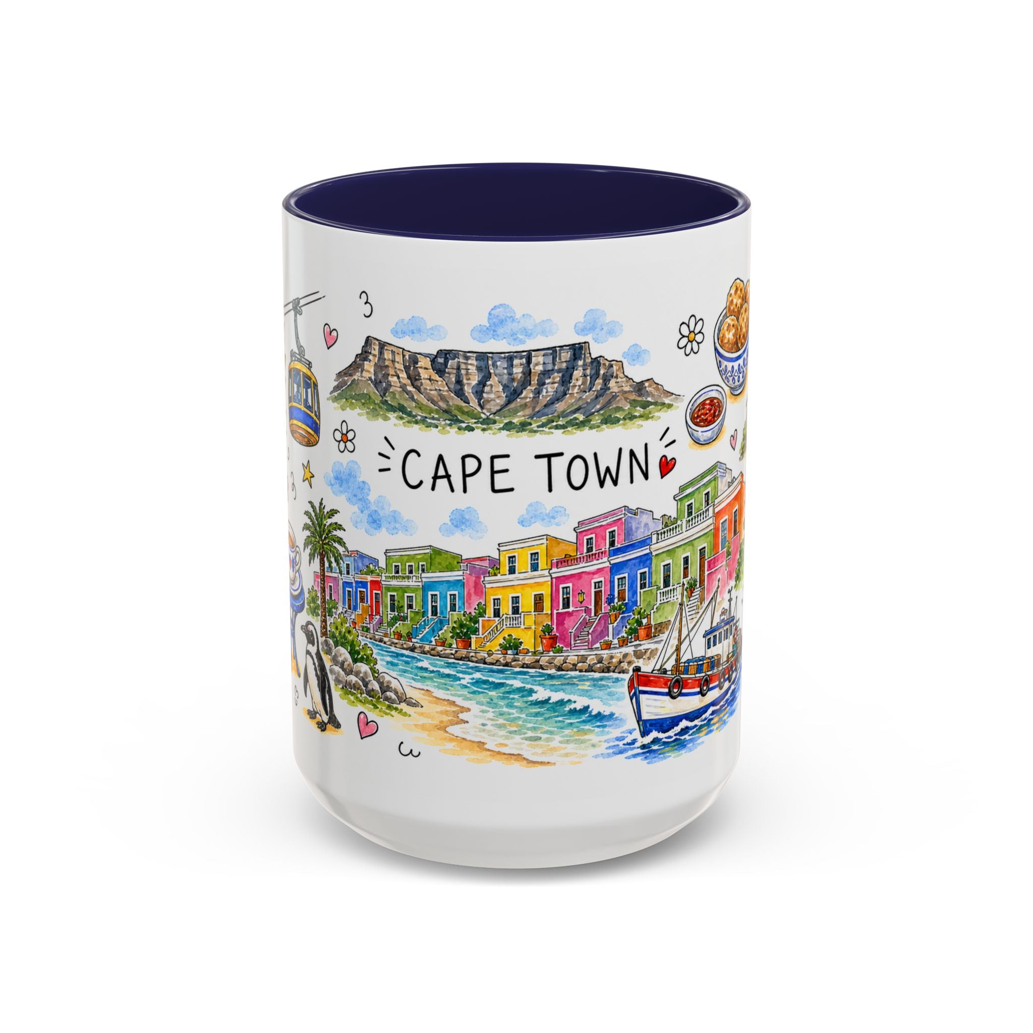Cape Town Illustrated Travel Mug | City Souvenir Accent Coffee Mug | 11oz 15oz Ceramic Cup