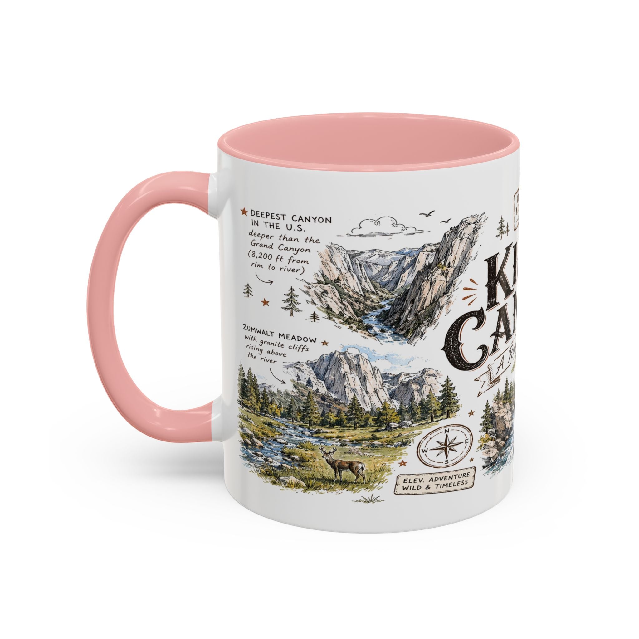 Kings Canyon National Park Coffee Mug | California Sierra Nevada Sequoia Gift | Accent Color Ceramic 11oz 15oz