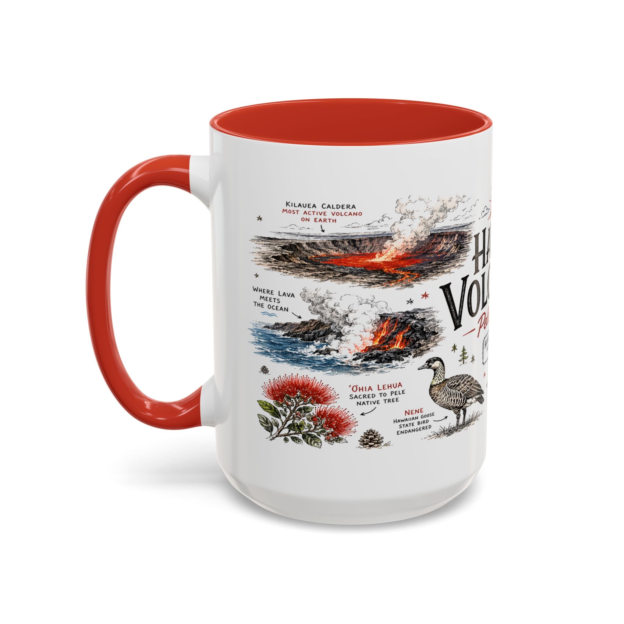 Hawaii Volcanoes National Park Coffee Mug | Hawaii Big Island Lava Volcano Gift | Accent Color Ceramic 11oz 15oz