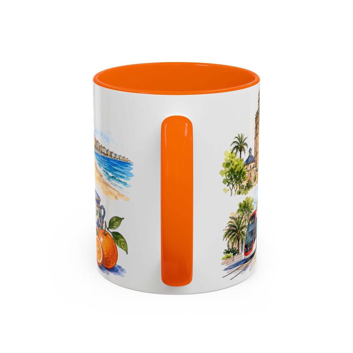 Valencia Illustrated Travel Mug | City Souvenir Accent Coffee Mug | 11oz 15oz Ceramic Cup