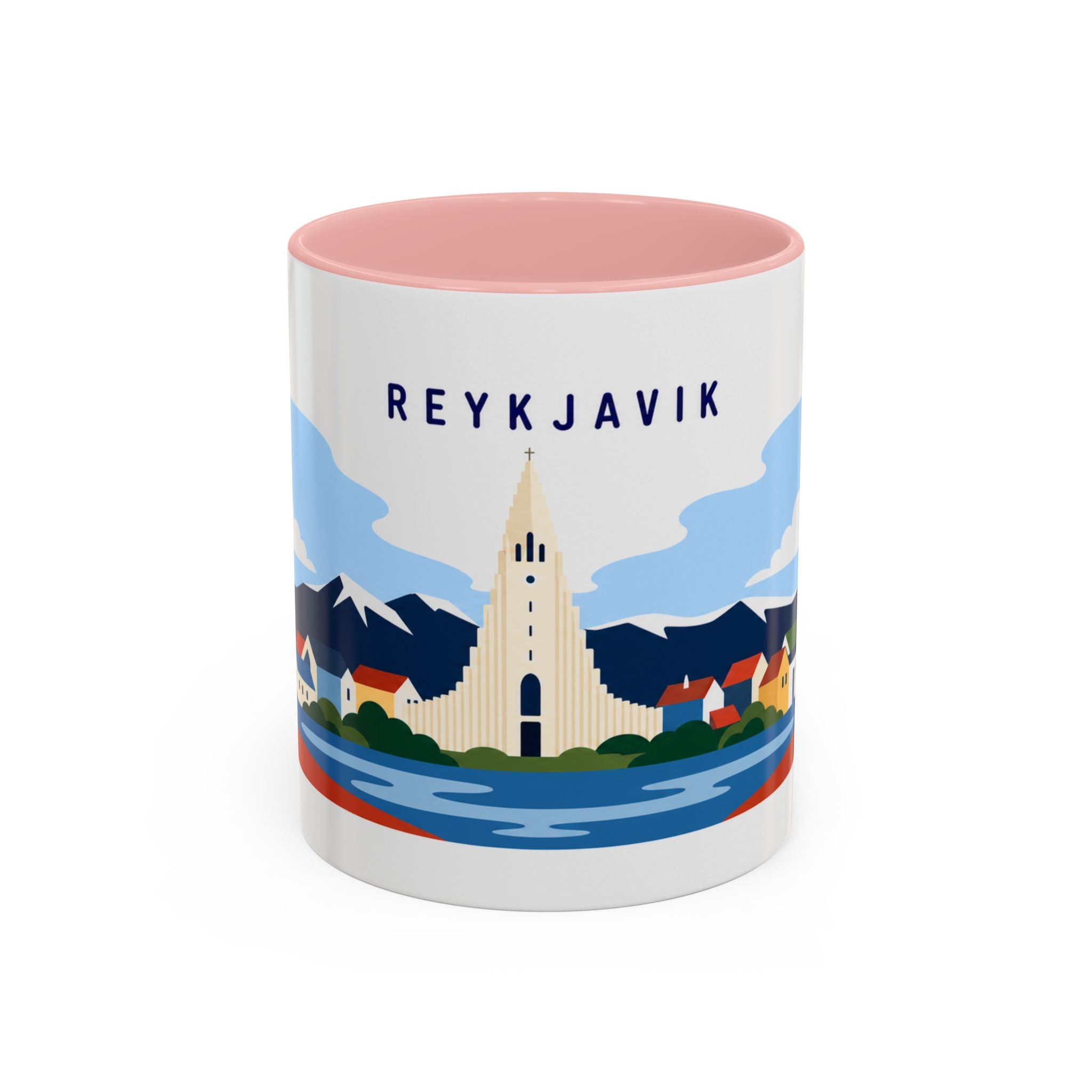 Reykjavik Coffee Mug | Travel Destination Souvenir Gift | Accent Color Ceramic 11oz 15oz
