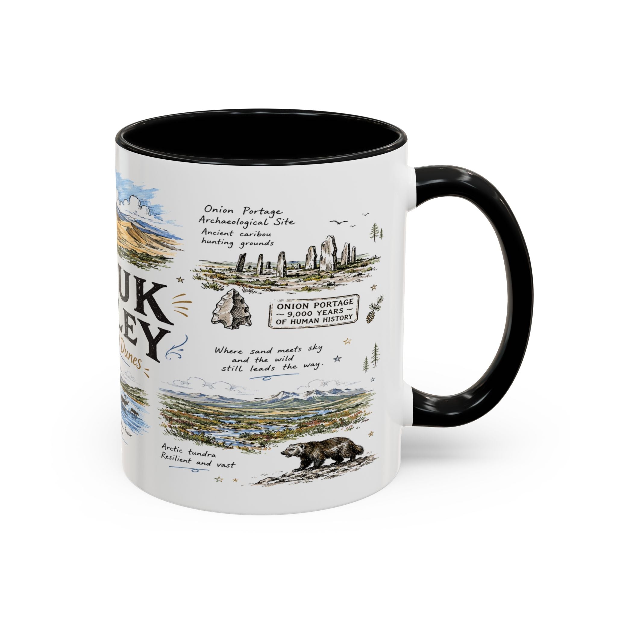 Kobuk Valley National Park Coffee Mug | Alaska Arctic Sand Dunes Gift | Accent Color Ceramic 11oz 15oz